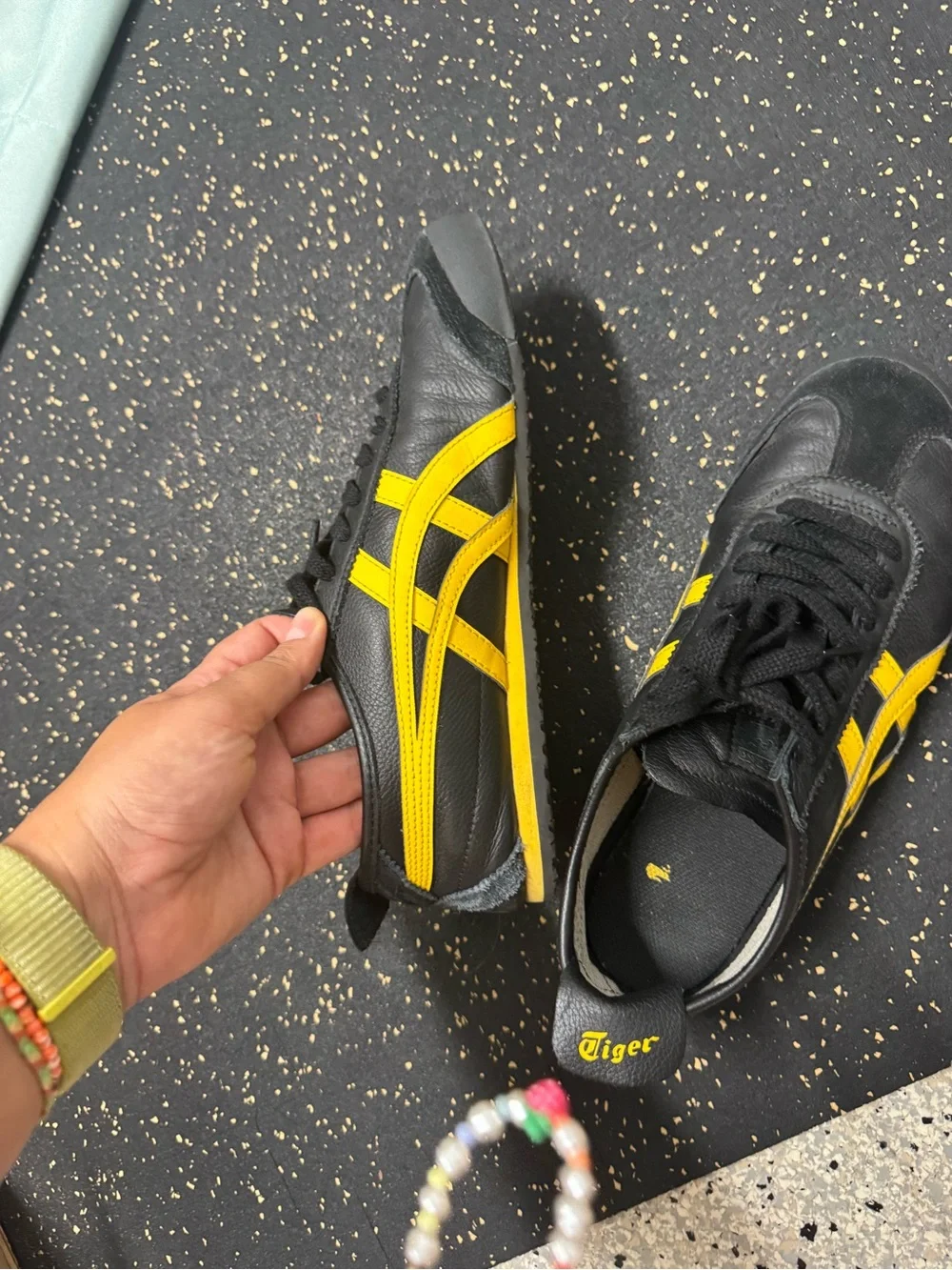 Onitsuka Tiger by Asics Black with Yellow Stripe Sneakers